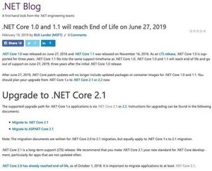 .NET Core 1.0および.NET Core 1.1、サポート終了へ