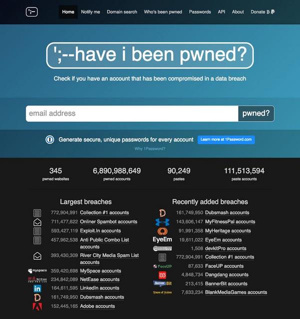 Have I Been Pwned: Check if your email has been compromised in a data breach