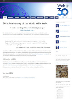 CERN公式サイトに設置されている30周年<a href="https://web30.web.cern.ch/" target="_blank">特設サイト</a>