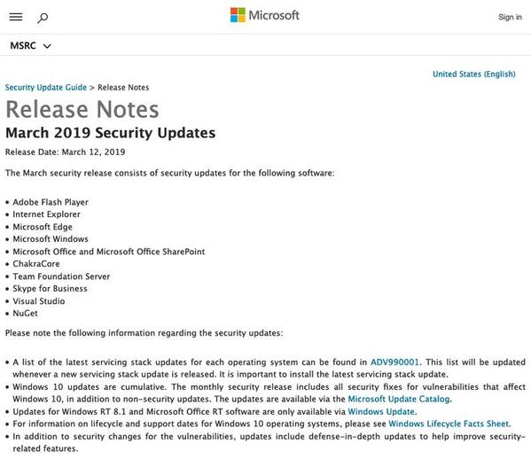 March 2019 Security Updates - Microsoft