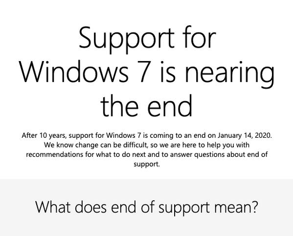 Windows 7 End of Support Info - Microsoft