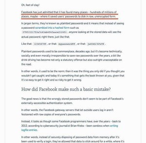 Facebook、数億人のパスワードを暗号化しないで保存