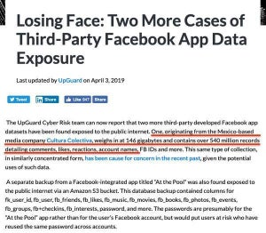 Facebook、約5.4億件のユーザーデータがAWSでアクセス可能な状態