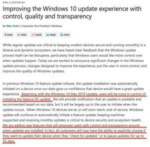 Windowsアップデート、5月から35日間の延長が可能に