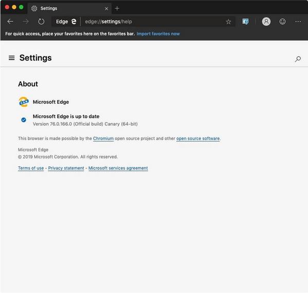 macOS版Microsoft Edge Canary Channel実行サンプル