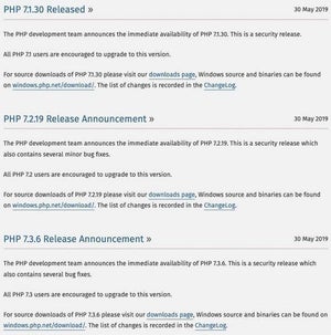 PHPがセキュリティアップデートの最新版公開