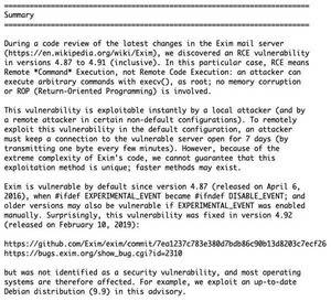 メールサーバ「Exim」に脆弱性、任意のコマンド実行可能