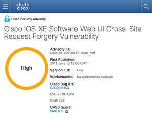 Cisco IOS XEに脆弱性、アップデートを