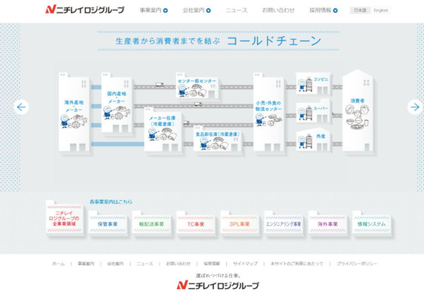 ニチレイロジグループ<a href="http://www.nichirei-logi.co.jp/index.html" target="_blank">公式サイト</a>