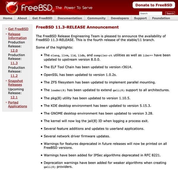 FreeBSD 11.3-RELEASE Announcement