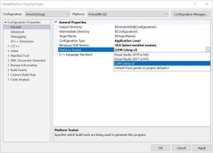 Visual Studio 2019、MSBuildプロジェクトのClang/LLVMビルドに対応
