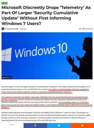 Windows 7、7月アップデートは遠隔情報収集コンポーネント含む