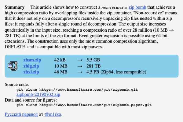 A better zip bomb