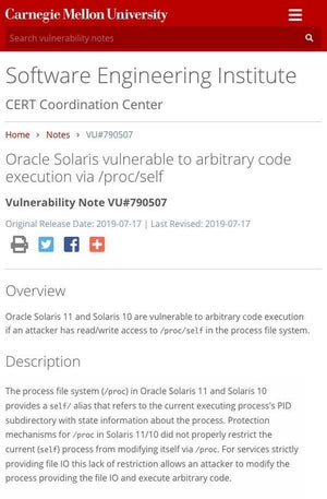 Solarisに任意コード実行の脆弱性