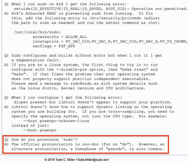 FAQ and Troubleshooting Tips - sudo