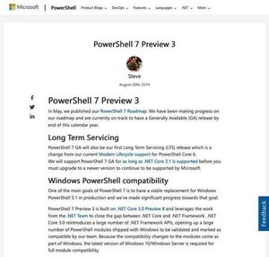 Microsoft、2019年中にPowerShell 7をリリース、長期サポートバージョンへ