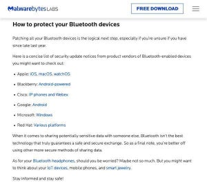 Bluetoothデバイスに脆弱性、アップデートのチェックを