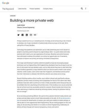 Google「Cookie制限は逆に危険」、「Privacy Sandbox」で描くプライバシーとは？