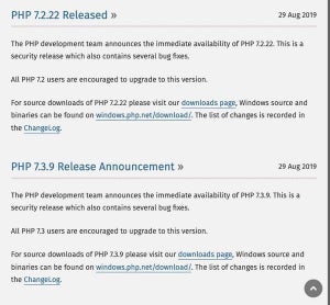 PHP 7.2と7.3にセキュリティリリース、アップデートを