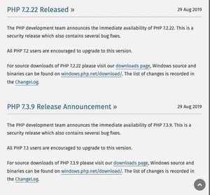 PHP 7.2と7.3にセキュリティリリース、アップデートを