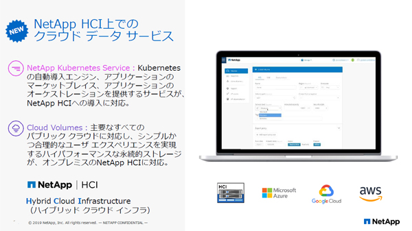 「NetApp Kubernetes Service on NetApp HCI」と「Cloud Volumes on NetApp HCI」の概要