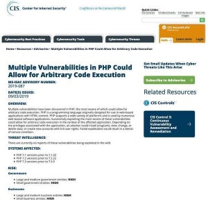 PHPにコード実行の脆弱性、アップデートを