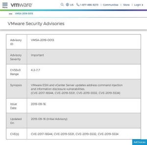 VMware ESXi、vCenter Serverに脆弱性、アップデートを