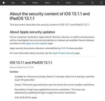 About the security content of iOS 13.1.1 and iPadOS 13.1.1 - Apple Support