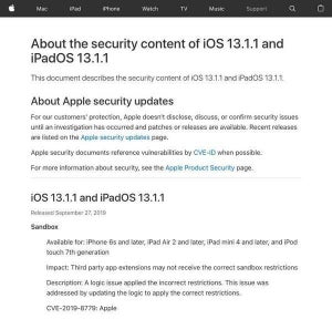 iOSとiPadOSに脆弱性、アップデートを