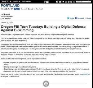 電子スキミングに注意、FBIが警告文書を公表