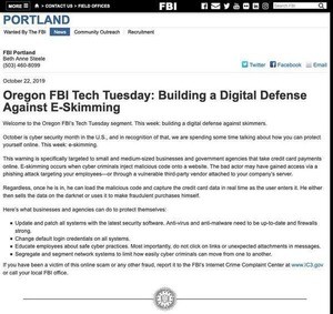 電子スキミングに注意、FBIが警告文書を公表