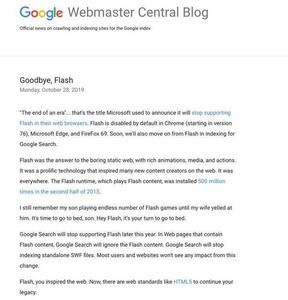 Google検索、今年後半からFlashを対象外へ