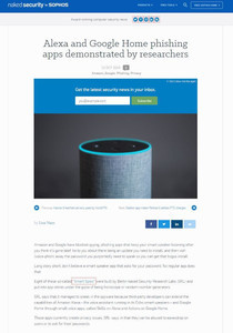 スマートスピーカーでもフィッシングに要注意、研究者がデモ - sophos naked security