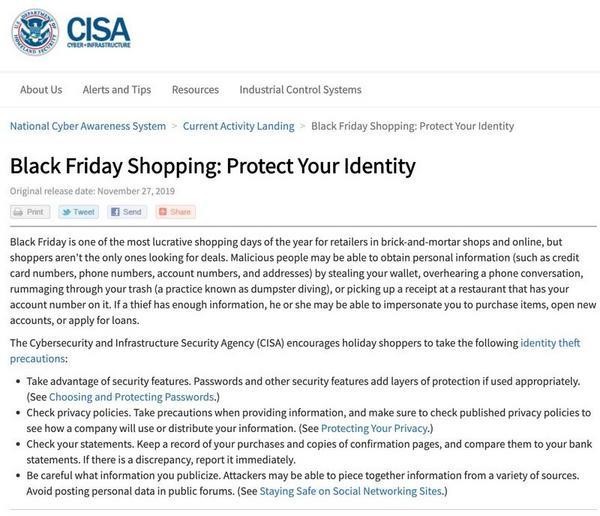 Black Friday Shopping: Protect Your Identity｜CISA