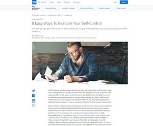 感情、時間、金銭・・・セルフコントロールをアップするための8つの方法 -American Express Business Trends and Insights