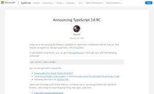 「TypeScript 3.8」RC版がリリース
