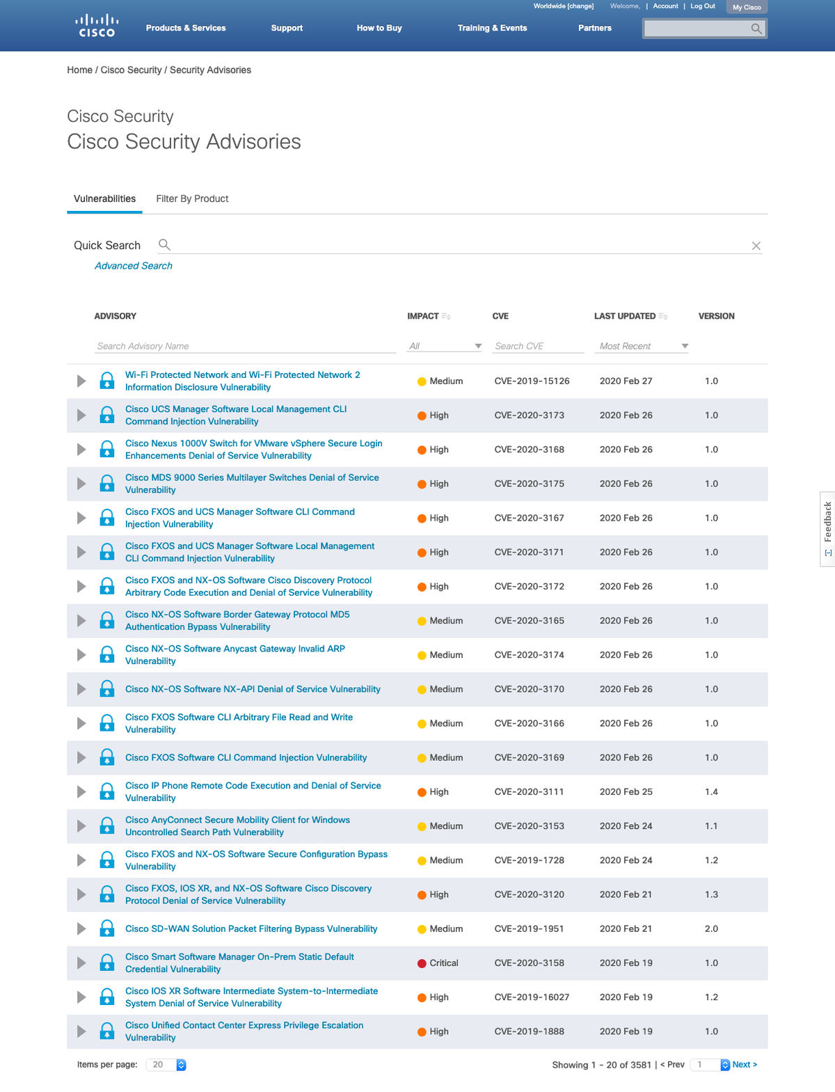 Cisco Security Advisories