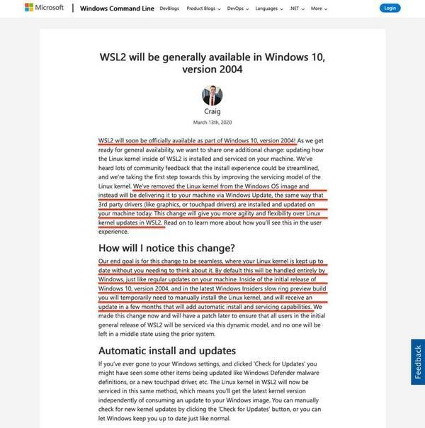 WSL2 will be generally available in Windows 10、version 2004｜Windows Command Line