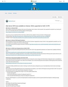 SQL Server 2019、Ubuntu 18.04とSLES 12 SP5に対応