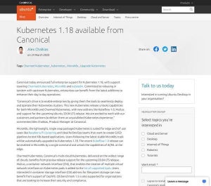 Canonical、Kubernetes 1.18のエンタープライズサポートを発表