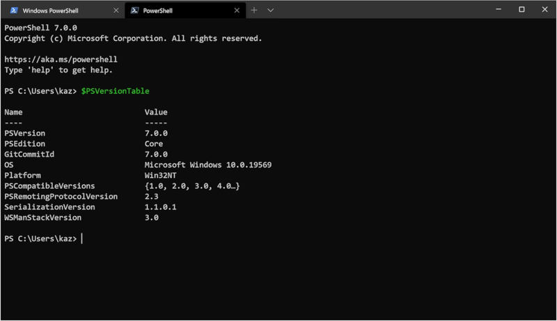 バージョン7.0リリースから、わずか12日で登場したPowerShell 7.1.0 プレビュー1