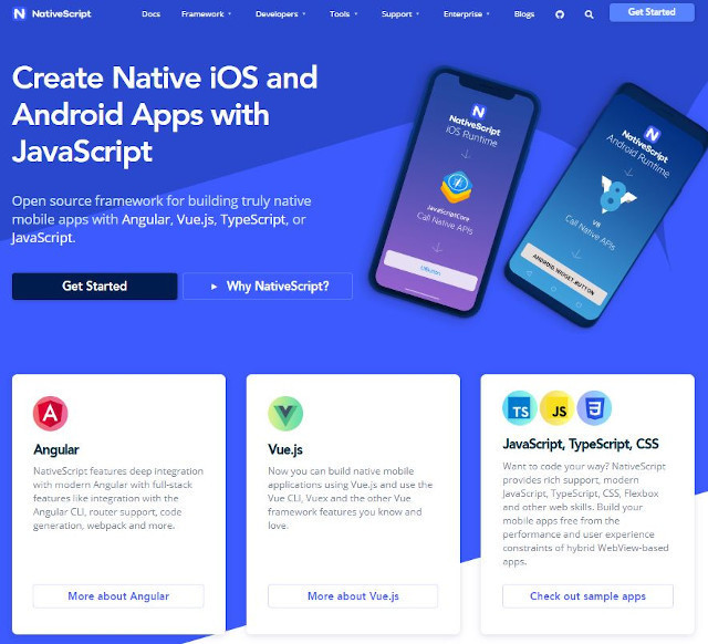 NativeScript公式<a href="https://www.nativescript.org/" target="_blank">Webサイト</a>