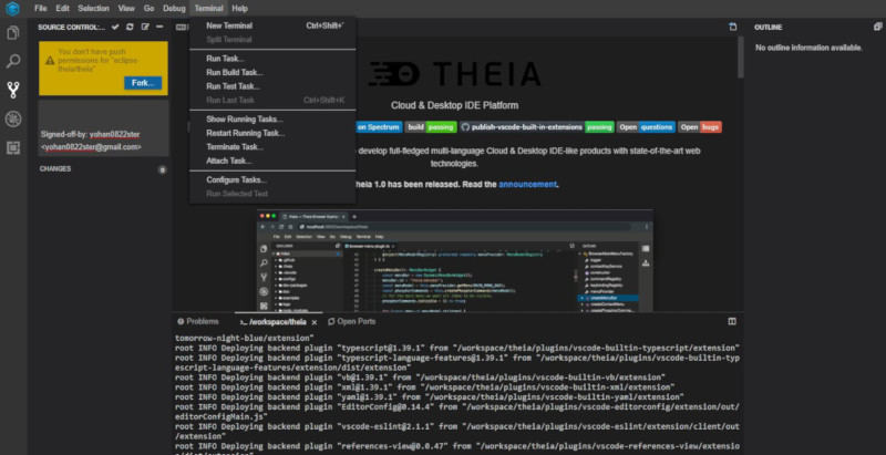 クラウドサービスGitpodでの実行画面