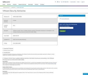 VMware Directory Serviceに緊急の脆弱性、ただちにアップデートを