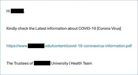 新型コロナウイルスに便乗したフィッシング詐欺の実例(医療機関を語るフィッシングメール)