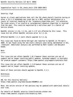 OpenSSLにDoS攻撃を受ける脆弱性、アップデートを