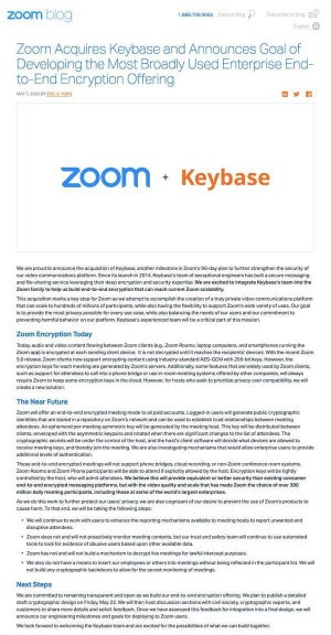 Zoom、エンド・ツー・エンドの暗号化会議モード提供へ