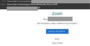 Zoomの会議招待を偽装したスパムメールに注意