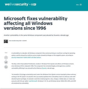 1996年以降リリースされた全Windowsに脆弱性、5月Windows Updateで修正