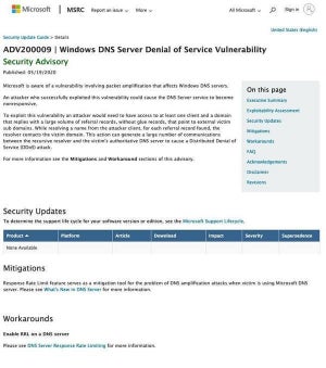 Windows ServerのDNSサーバにDoSの脆弱性、回避策や緩和策を